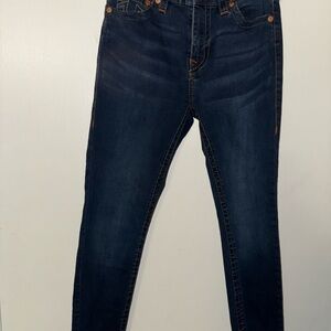 True Religion Straight Leg Blue and Orange Jeans